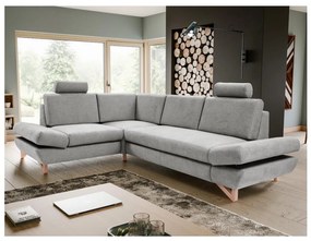 Rozkładany narożnik tapicerowany AVESTA z pojemnikiem, układ lewy, szary