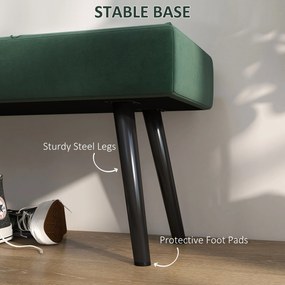 HOMCOM Ławka Tapicerowana Łóżkowa Zielona z Wzorem X | Aosom PL