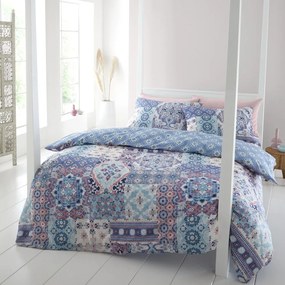 Niebieska pościel dwuosobowa 230x220 cm Boho Patchwork – Catherine Lansfield