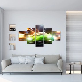 Obraz - Zielony samochód wyścigowy (125x70 cm)