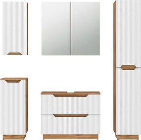 Zestaw mebli łazienkowych dąb/białe paski 79.6x32x62.1 lotta