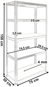 Metalowy do piwnicy regał 150 cm A5-L32