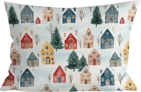Bawełniana poszewka na poduszkę WINTER VILLAGE 50x70 cm, kolorowa