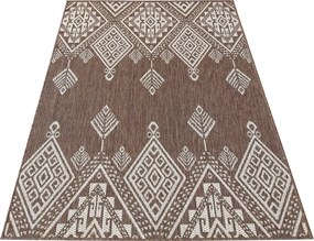 Brązowy dywan dwustronny w stylu boho T7-F36