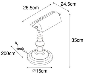 Klasyczna lampa stołowa/lampa notarialna z brązu - Banker klasyczny/Antyczny Oswietlenie wewnetrzne