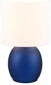 Biało-niebieska lampa stołowa z tekstylnym kloszem (wys. 29 cm) Vela – Trio