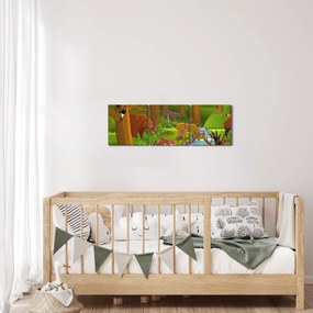 Dziecięcy obraz ze zwierzątkami (z zegarem) (90x30 cm)