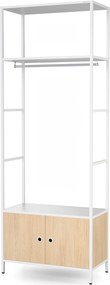 Regał biurowy ubraniowy z drążkiem Eco Design Ariel, 80x40x220 cm, biały/dąb sonoma