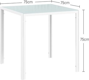 HOMCOM Kwadratowy Stół dla 4 Osób, Blat z Hartowanego Szkła, do Kuchni i Jadalni, 75 x 75 x 75 cm, Biały
