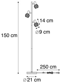 Lampa podłogowa czarna-złota 3-źródła światła - Mesh Nowoczesny Oswietlenie wewnetrzne
