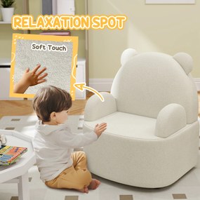 AIYAPLAY Fotel dla dzieci, w kształcie misia, z miękkim polaru misiowego, do 3 lat, 52x48x59 cm, Beżowy