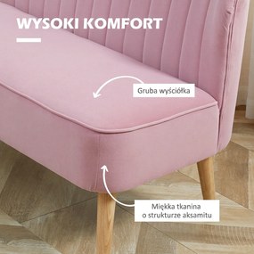 HOMCOM Sofa 2-osobowa materiałowa sofa tapicerowana sofa wypoczynkowa szeroka różowa | Aosom PL