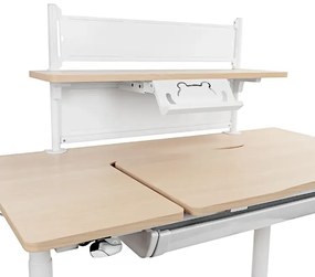 Białe podnoszone biurko szkolne elektryczne z nadstawką A6-S29