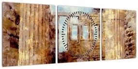 Obraz - Erechtejon, Ateny, Grecja (z zegarem) (90x30 cm)