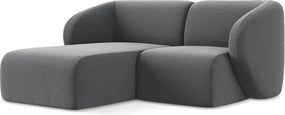 Szary aksamitny narożnik (lewostronny/z szezlongiem) Lani – Makamii