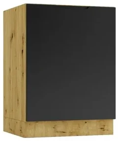 Szafka pod zlew ISABEL D60ZL P/L czarny mat/dąb artisan STOLKAR