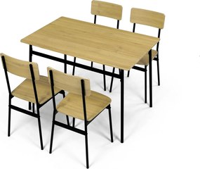 Zestaw jadalniany Industrial z 4 krzesłami, 110 x 70 x 76 cm, dąb dziki