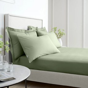Zielone prześcieradło z perkalu bawełnianego z gumką 150x200 cm Cotton Percale – Bianca