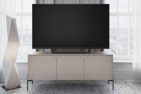 Szafka RTV trzydrzwiowa Sonatia na metalowych nogach 150 cm - kaszmir
