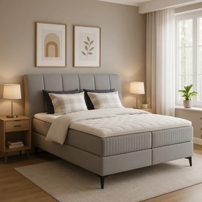 Łóżko Kontynentalne Tapicerowane ADERITO 160X200 z Pojemnikiem Szare