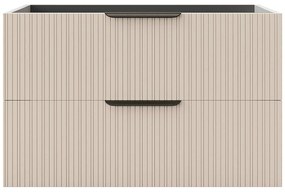 Szafka łazienkowa wisząca  prążkowana- Kolor beżowy - 80 cm - DALIKO