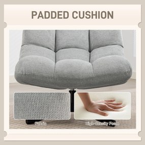 HOMCOM Fotel obrotowy lounge z szerokim siedziskiem, wodoodporna tapicerka chenille, skrzyżowane stalowe nogi, jasnoszary