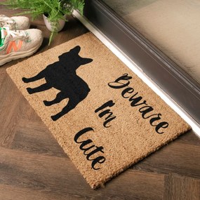 Wycieraczka z włókna kokosowego 40x60 cm Beware I'm Cute French Bulldog – Artsy Doormats