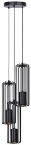 Czarna potrójna druciana lampa wisząca tuba - 9X S776 M1-E87