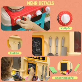 AIYAPLAY Kuchnia do zabawy z płynącą wodą, 85-elementowy zestaw, elektryczny kran, światła, dźwięki, dla dzieci 3–6 lat, tworzywo sztuczne, zielony