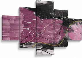 Obraz - Różowo - czarna abstrakcja (125x70 cm)