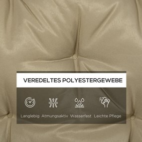 Outsunny Poduszka na ławkę dla 3 osób 150x98x8 cm, z paskami, na meble ogrodowe ławkę huśtawkową, Khaki