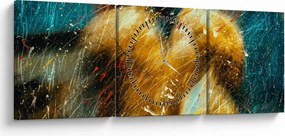 Obraz - Całujące się anioły (z zegarem) (90x30 cm)