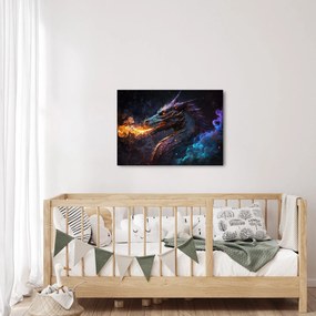Obraz - Smok plujący płomieniami (70x50 cm)