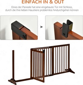 PawHut Barierka Ochronna Drewniana Konfigurowalna Szyna Bezpieczeństwa dla Psów Sosnowa Brązowa 71x113-166cm | Aosom PL