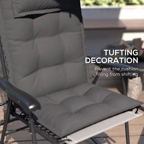 Outsunny Zestaw 2 Wodoodpornych Poduszek na Leżak Ogrodowy, Ciemnoszary 50x116x5 cm