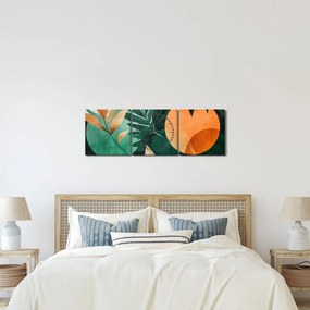 Obraz - Geometryczne motywy naturalne (z zegarem) (90x30 cm)