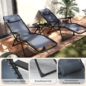 Outsunny Zestaw leżaków Zero Gravity z zagłówkami i stolikiem z 2 uchwytami na napoje | Aosom PL