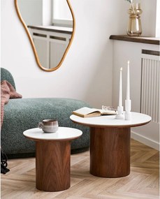 Okrągły stolik z ceramicznym blatem w ciemnym naturalnym kolorze ø 60 cm Noli – House Nordic