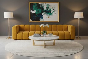 Sofa pięcioosobowa, kanapa Grand, tkanina welurowa Salvador, Żółty