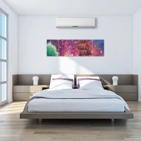 Obraz - Statek z kosmicznym niebem (170x50 cm)
