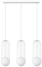 Biała lampa wisząca na listwie 3 druciane zwisy - 4X A607 G7-F35