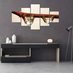 Obraz kropli na gałęzi (125x70 cm)
