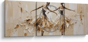 Obraz - Baleriny (z zegarem) (90x30 cm)