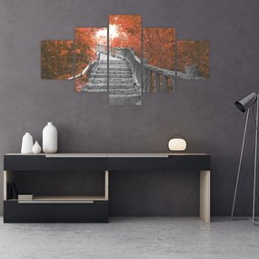 Obraz - Schody w naturze, pomarańczowy (125x70 cm)