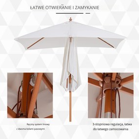 Outsunny Parasol Ogrodowy Składany KremowoBiały Praktyczny i Stylowy 200x150x235cm | Aosom PL