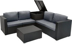 Zestaw mebli modułowych z rattanu, 6 elementów – czarny