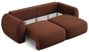 Sztruksowa rozkładana sofa w kolorze terakoty ze schowkiem266 cm Kini – Makamii