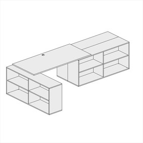Biurko z przestrzenią do przechowywania BLOCK B02, 320x160 cm, biały/grafit