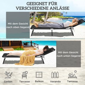 Outsunny Leżak z otworem na twarz i poduszką, składany, wodoodporny pokrowiec, metalowa rama, czarny | Aosom PL