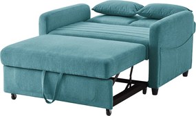 Zielona sofa 2-osobowa - Sofa wypoczynkowa z funkcją rozkładania i dwiema poduszkami - Regulowane oparcie - Tkanina bawełniana i lniana